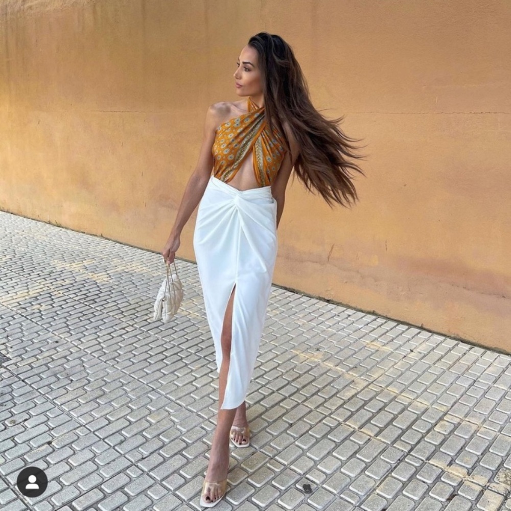 Zara Satin Effect Skirt with Knot
